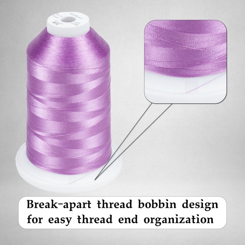 simthread Trilobal Polyester Thread – 5000M (5500yds) No.40 – Super Sheen, Tangle-Free – Built-in Thread Lock Spool – Compatible with Brother, Singer, Janome & More, Lilac-612 - Image 2